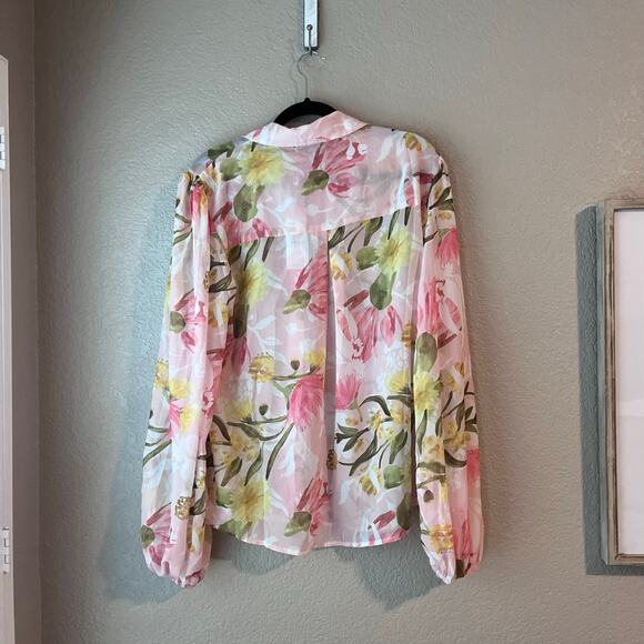 New Petal + Pup Acacia Blossom Floral Sheer Long Sleeve Blouse XL NWT - Picture 5 of 9